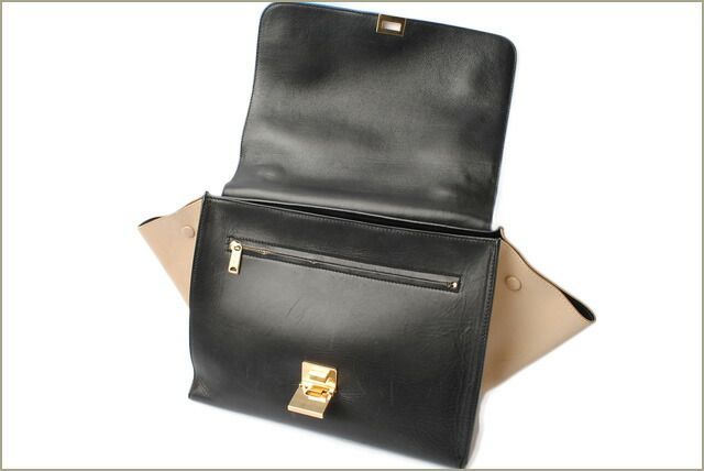 Celine Handbag Shoulder Bag Celine Trapeze 169543 Blue Sand Beige Black 2-way