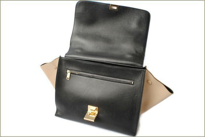 Celine Handbag Shoulder Bag Celine Trapeze 169543 Blue Sand Beige Black 2-way