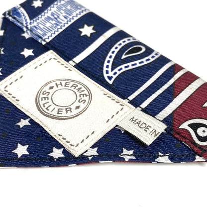 Hermes Collar Dog Bandana "apron D'or" S H800750e 01 Silk Bordeaux / Blue