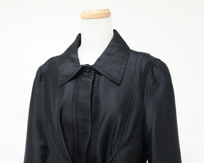 Celine Coat Size 38 All Silk Stencil Collar Coat Long Made In France 20240130