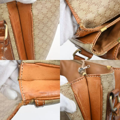 Celine Shoulder Bag Macadam Pattern Brown Leather 04ka747