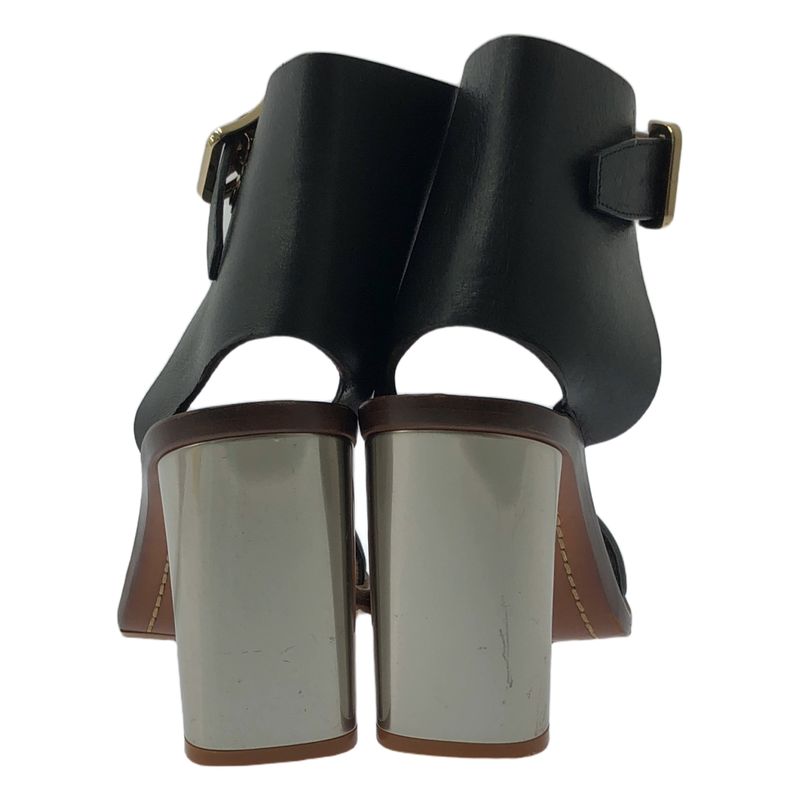Celine - Phoebe Banban Metal Heel Sandals - 36 - Black Brown - Women's