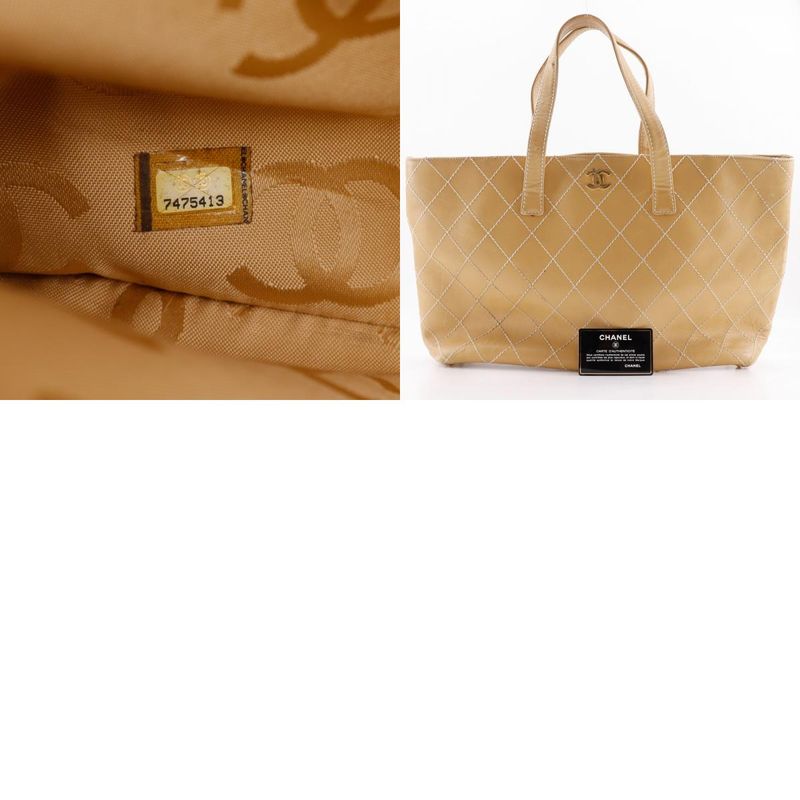 Chanel Wild Stitch Calf Beige Women's Tote Bag