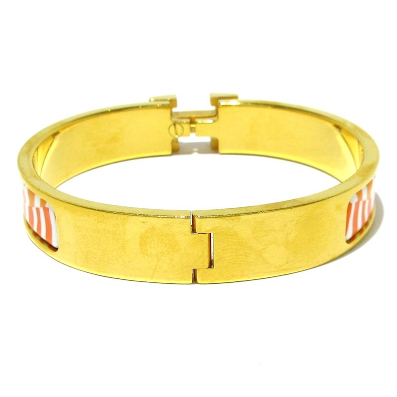 Hermes Bangle Click H Gold×white×orange Zebra