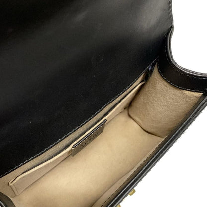 Gucci Shoulder Bag Sylvie Mini 431666 Black Green And Red Chain Shoulder Leather