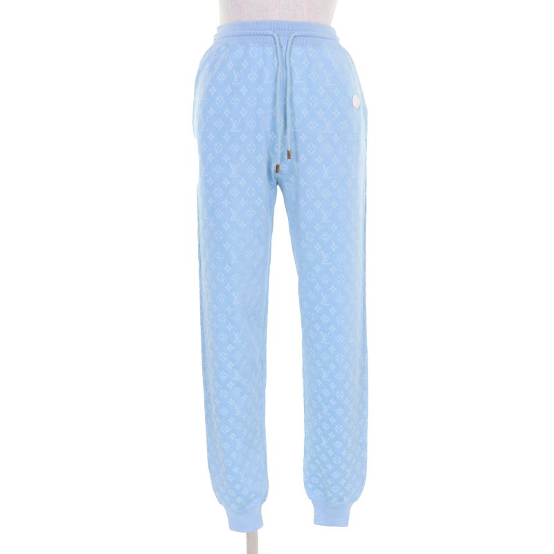 Louis Vuitton 24SS Silk Monogram Jacquard Top Jogging Pants Setup Light Blue S