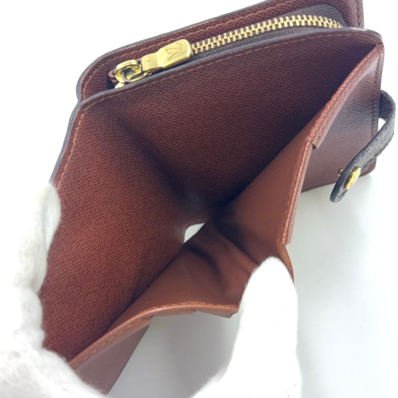 Louis Vuitton Compact Zip Monogram PVC Brown Bifold Wallet Gold M61667