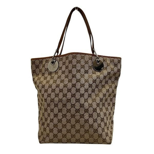 Gucci GG Canvas Tote Shoulder Bag Beige Orange