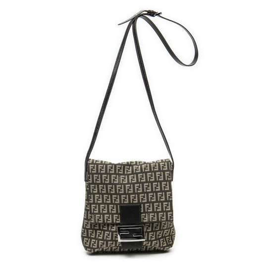Fendi Small Flap Crossbody Brown Zucchino Canvas