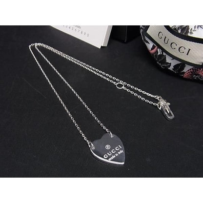 Gucci SV 925 Heart Necklace Pendant Accessory Silver Cc0457