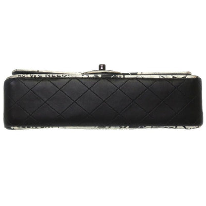 Chanel Matelasse 25 Double Flap 21 Leather Silver Black Chain Shoulder Bag Coco