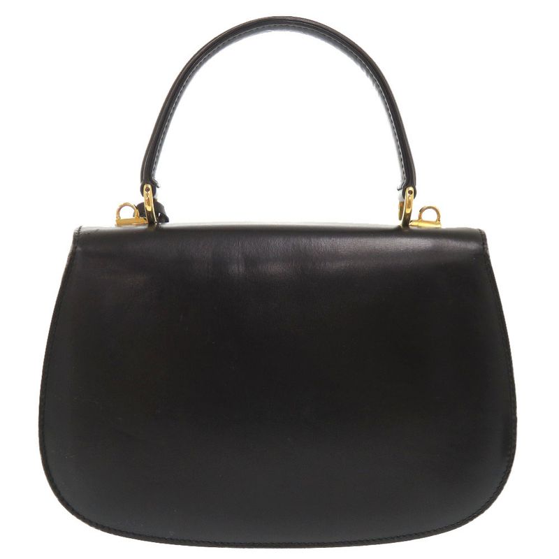 Gucci Lady Lock Leather Black Gold Hardware 000 46 0210 2WAY Handbag Black 0066