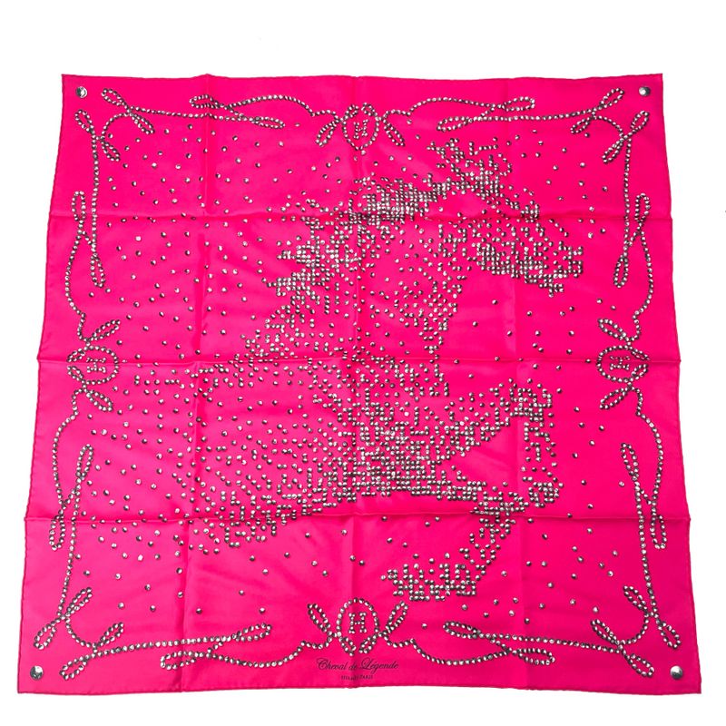 Hermes Carre 90 Cheval De Legende Legendary Horse Scarf Silk Pink With Box