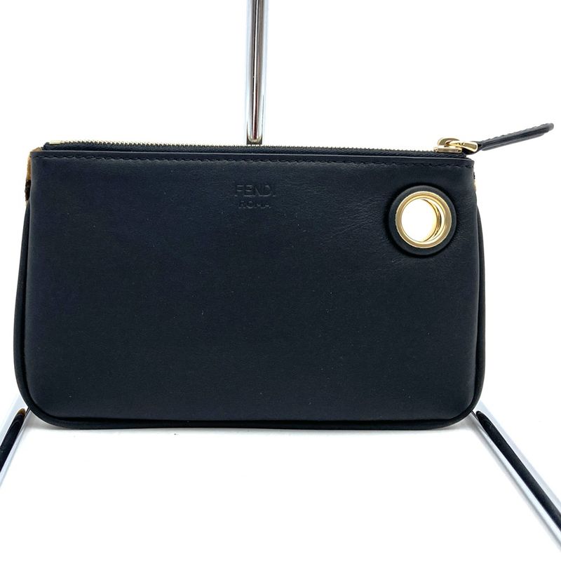 Fendi Triplet 8bs001ao6t Triplet Pouch Clutch Bag Zucca Brown/white/bordeaux