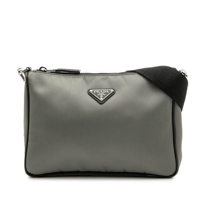 Prada Triangle Logo Plate 2 Vh113 Grey Black Nylon Leather