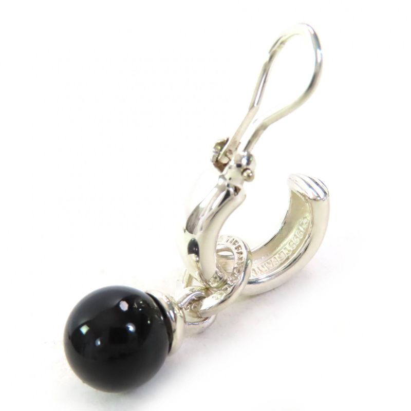 Tiffany & Co Ball Dangle Sv925 Onyx Binaural Earrings Accessory Black Silver