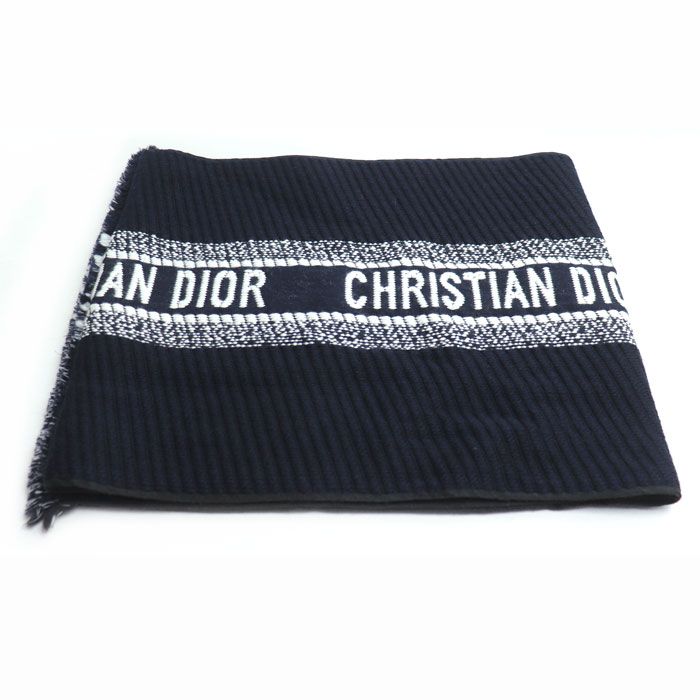 DIOR Logo Oblique Big Scarf Navy 31cdo301ixgs Women's Used