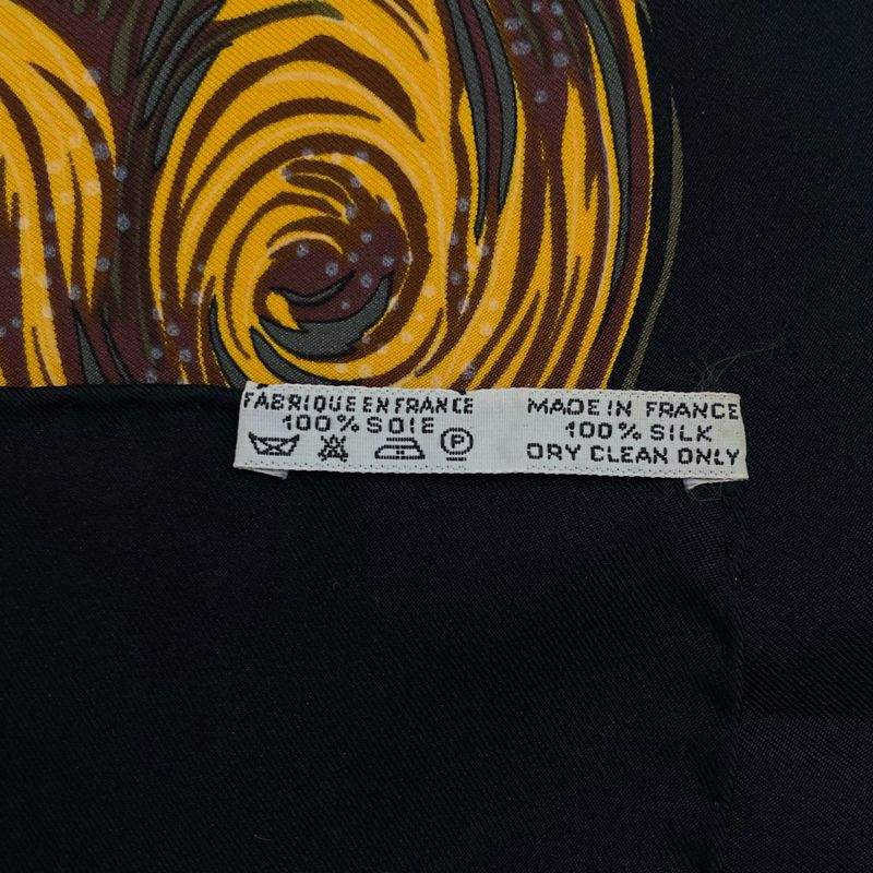 Hermes Carre 90 Au FIL De La SOIE Silk Scarf Black/multicolor
