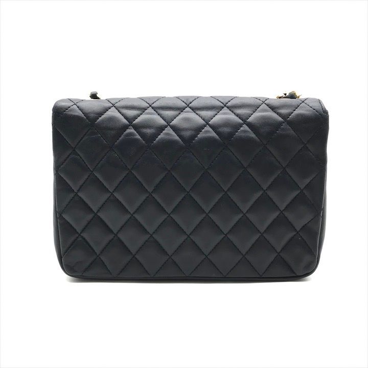 Chanel Quilted CC Logo Lambskin Turnlock Shoulder Bag Navy