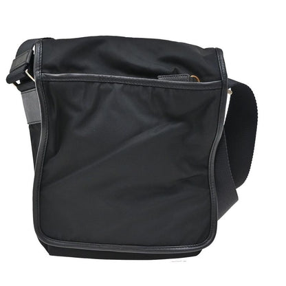 Prada Shoulder Bag Tessuto Nylon Leather Black Silver 87ka852