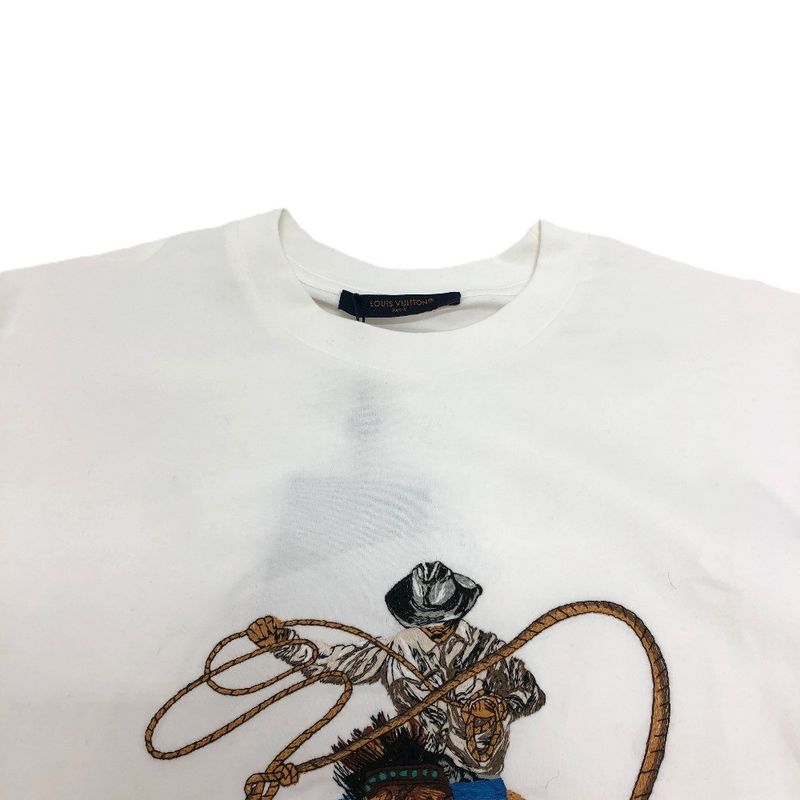 Louis Vuitton Short Sleeve T-shirt Graphic Embroidered 1afxnm Cotton White