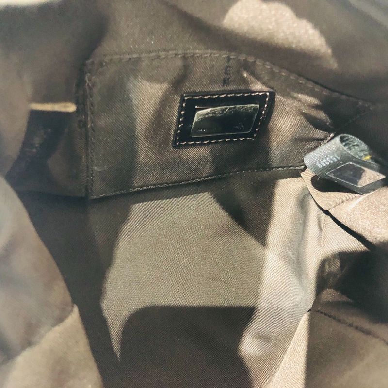 Fendi Mini Handbag 8bn105 Zucca Pattern Pouch Brown Canvas Xleather Ladies