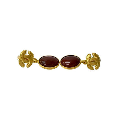 Chanel Vintage Gripoix Coco Mark Earrings Ear Cuff Accessory Gold 96A