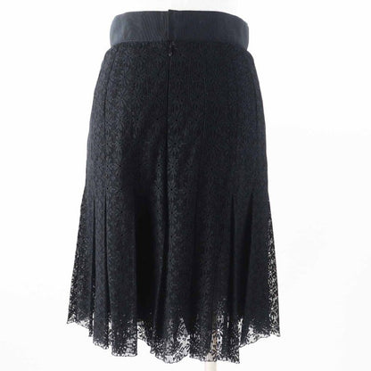 CHANEL P51456 Cutworker With Coco Plaque Plate Cles Leath Pleated Skirt Black
