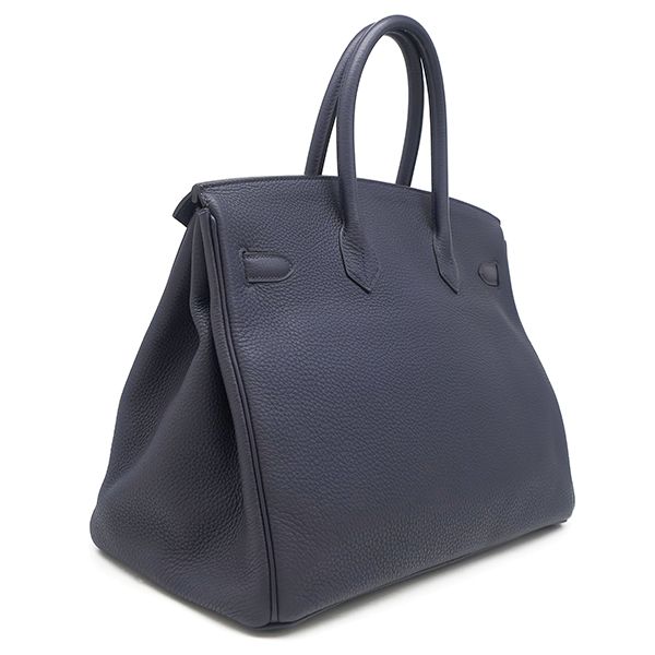 Hermes Handbag Birkin 35 Togo Blue Nuit Silver Hardware Navy Blue C Engraved