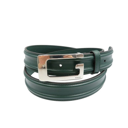 Gucci G Buckle Size 95 Leather Green Belt 0368
