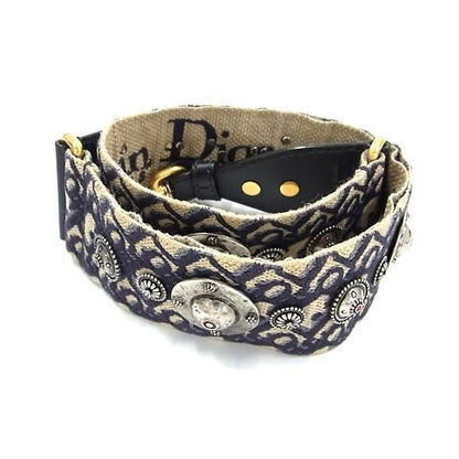 Dior Trotter Embroidery Canvas Shoulder Strap For Bags In Navy — view 2