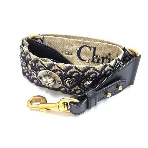 Dior Trotter Embroidery Canvas Shoulder Strap For Bags In Navy