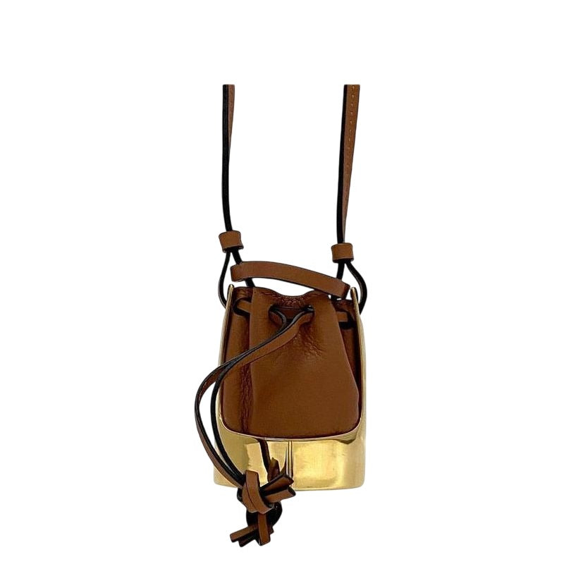Loewe Necklace Balloon Bag Brown Gold