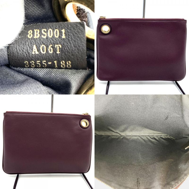 Fendi Triplet 8bs001ao6t Triplet Pouch Clutch Bag Zucca Brown/white/bordeaux