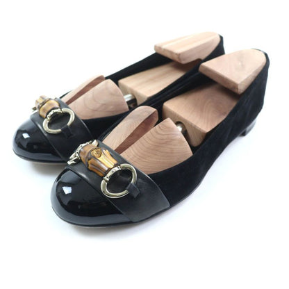 Gucci 270311 Bamboo Bit Suede Leather Pumps Flat Shoes Black 35 With Box Made