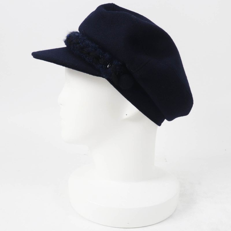 CHANEL 2019 19V With Coco Mark Tweed Use Cassock Dark Navy S Made In Germany