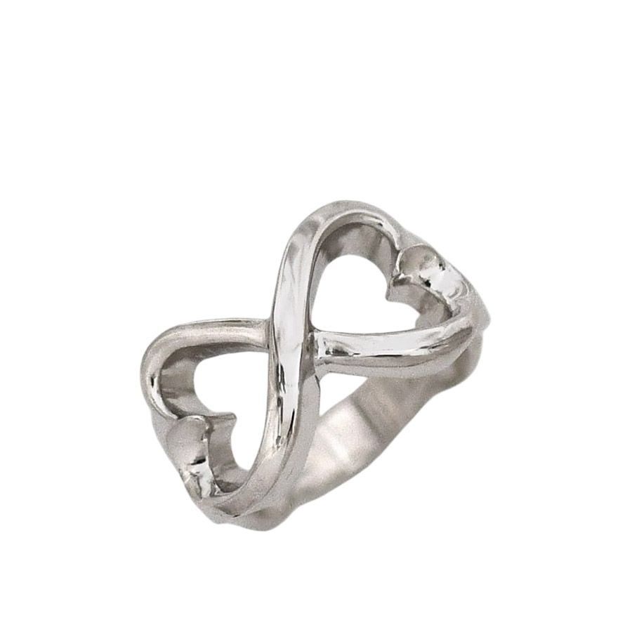 Tiffany & Co Ring Double Heart Silver Paloma Picasso Jp9 Polished 925 Sterling