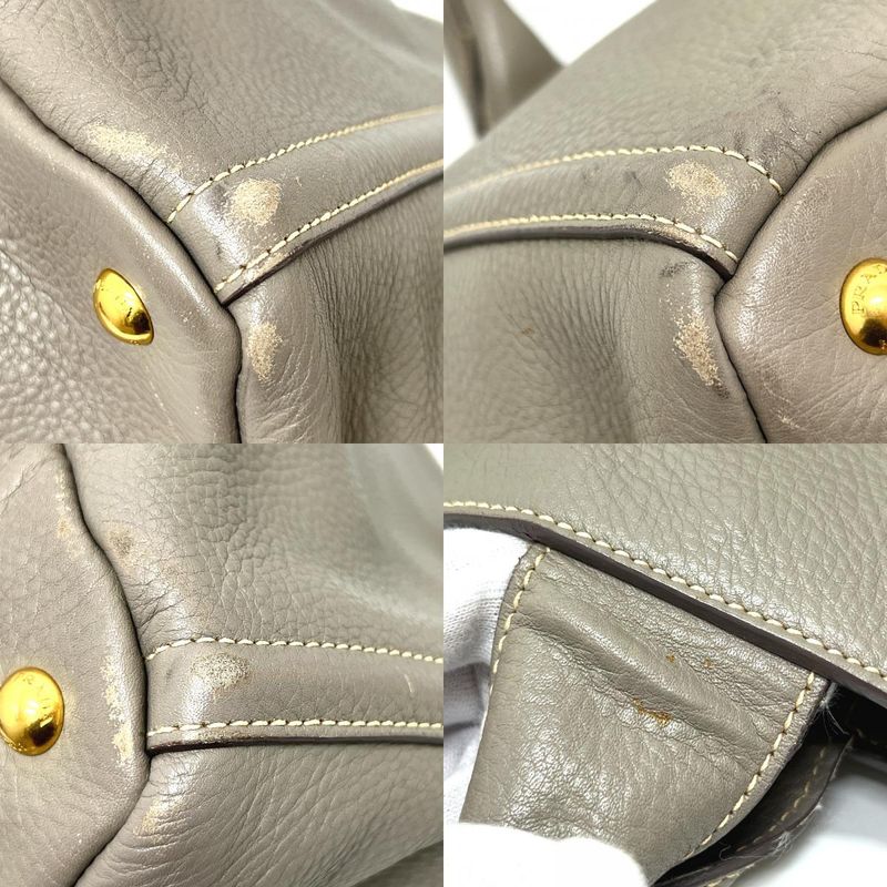 Prada Tote Bag Logo Canapa Bn1872 Leather Gray