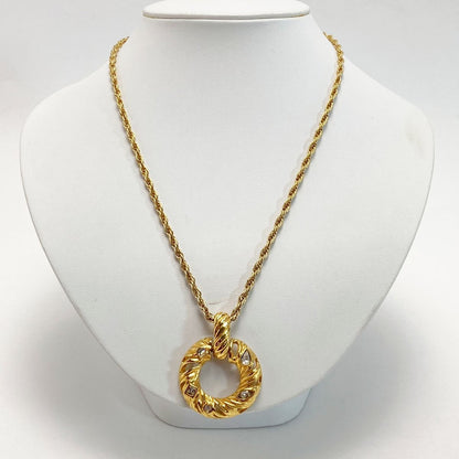 Yves Saint Laurent Twisted Circle Necklace with Stone Gold Plated Vintage