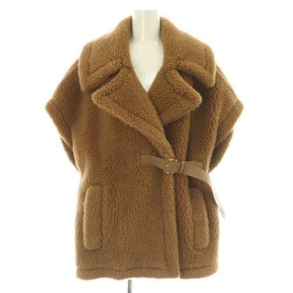 Max Mara Silver Tag New Above Teddy Bear Cape Coat ML Brown