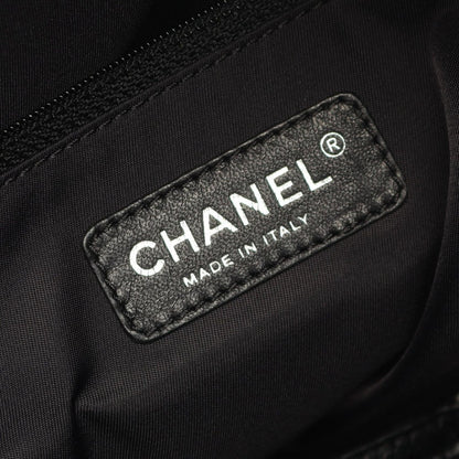 Chanel Tote Paris Biarritz MM Black Canvas Leather — view 4