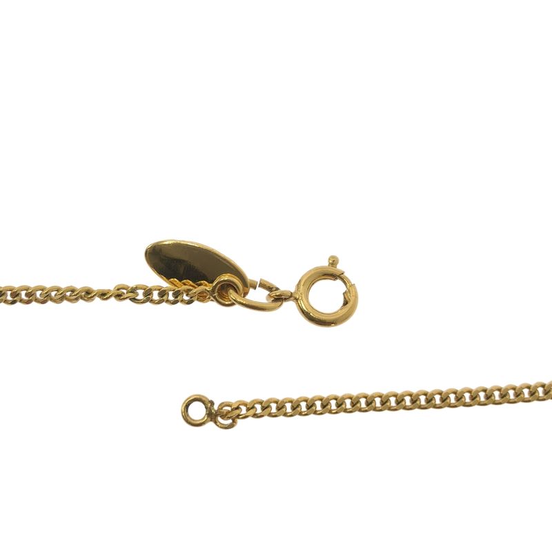 Chanel - Rhinestone Coco Mark Necklace With Charm - Gold - Women's