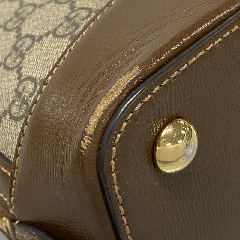 Gucci Handbag Horsebit 1955 Medium Top Handle Bag 620850 Dark Brown Beige And