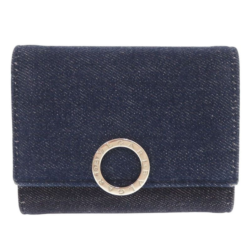 Bvlgari Clip Denim Blue Trifold Wallet 1905