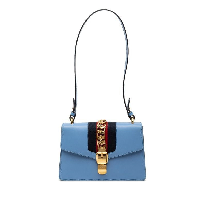 Gucci Sylvie Sherry Line Blue Leather