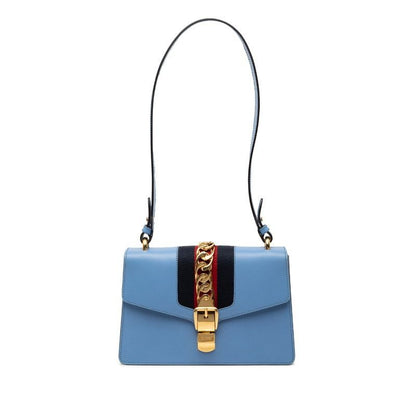 Gucci Sylvie Sherry Line Blue Leather