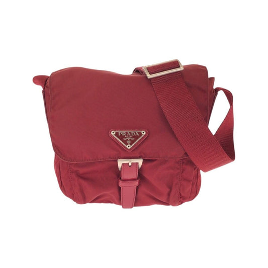 Prada Tessuto Red Silver Nylon Shoulder Bag Pochette