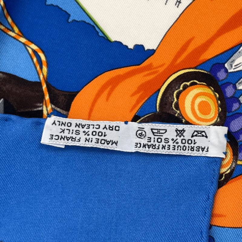 Hermes Scarf Carre 90 Feria De Sevilla Seville Holiday 100% Silk Blue