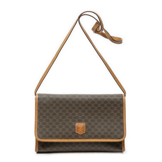 Celine Vintage Flap Crossbody Brown Macadam Canvas