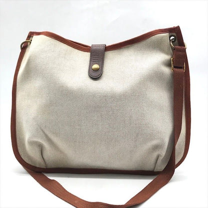 Hermes Canvas Saco Rodeo Toile Ash Shoulder Bag Brown